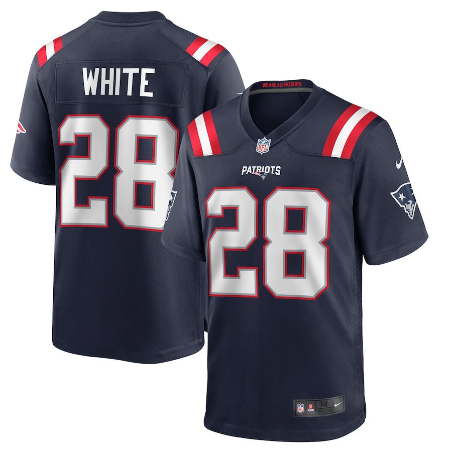 Men New England Patriots #28 James White Nike Navy Game Player NFL Jersey